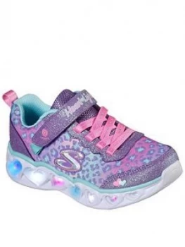 Skechers Girls Heart Lights Shimmer Spots Trainer - Lilac Size 2 Older