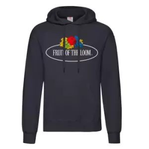 Fruit of the Loom Mens Vintage Big Logo Hoodie (M) (Deep Navy)