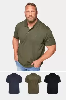 3 Pack Plain Polo Shirts