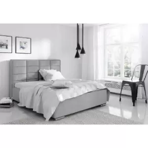 Bulia Bed Double Plush Velvet Silver