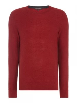 Mens Michael Kors Textured wool mix crew neck jumper Red