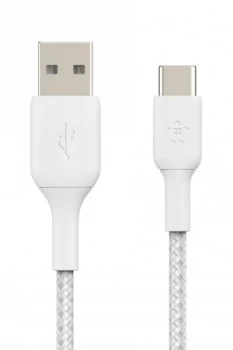 Belkin Braided USB-C to USB-A 3m Cable - White