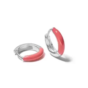 Daisy London 925 Sterling Silver Coral Huggie Hoop Earrings Sterling Silver