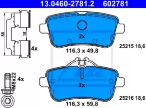 ATE Brake pad set MERCEDES-BENZ 13.0470-2781.2 0064204020,0064204120,0074208220 0074208320,A0064204020,A0064204120,A0074208220,A0074208320