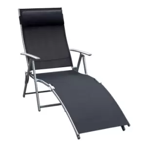 Outsunny Foldable Recliner Sun Lounger w/ 7 Levels - Black