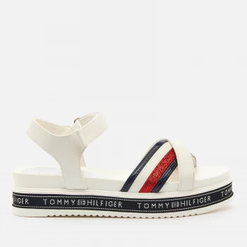 Tommy Hilfiger Girls Platform Velcro Sandals - White - UK 12.5 Kids