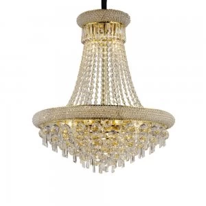 Ceiling Pendant Chandelier 13 Light French Gold, Crystal