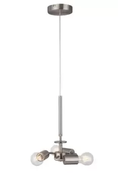 Baymont Satin Nickel 3m 3 Light E27 Universal Ceiling Pendant, Suitable For A Vast Selection Of Shades