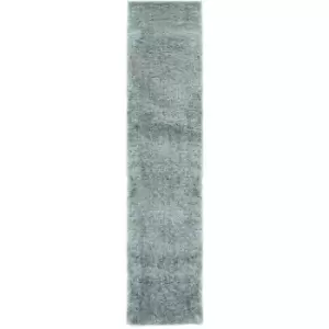 Modern Very Soft Velvet Shaggy Silver Rug Deep Pile Home Carpet in 60x230cm (2'x7'7'') Runner