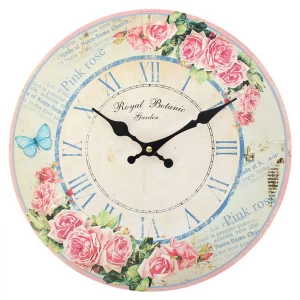 Pink Rose Royal Botanic Wall Clock