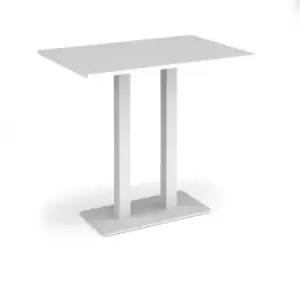 Eros rectangular poseur table with flat white rectangular base and twin uprights 1200mm x 800mm - white