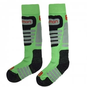 Salomon Access 2 Pack Ski Socks Mens - Lime/Black