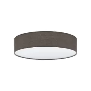 Flush Ceiling Light Colour White Shade Brown White Fabric Linen Bulb E27 3x60W