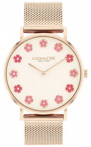 Coach 14504101 Womens Perry White Dial Pink Flowers Watch