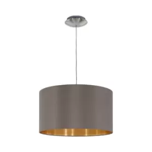 Pendant Light Colour Satin Nickel Shade Cappuccino Gold Fabric Bulb E27 1x60W