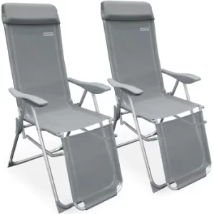 High Back Garden Chair 2Pcs Anthracite Aluminium