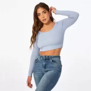 Jack Wills Ribbed Scoop Neck Long Sleeve Tee - Blue