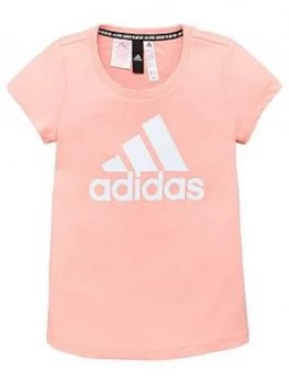 adidas Young Girls Badge of Sport T-Shirt - Pink, Size 9-10 Years, Women