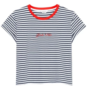 Jack Wills Milsom Cropped T-Shirt - Navy/White