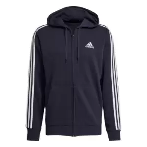adidas Essentials French Terry 3-Stripes Full-Zip Hoodie - Blue