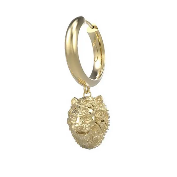 Mens Lion King Gold Single Earring UME01304YG