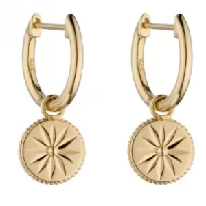 Wellness Symbol Assembled Yellow Gold Hoop Earrings GE2389