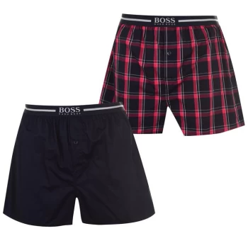 Hugo Boss 2 Pack Woven Boxer Shorts Red/Navy Size L Men