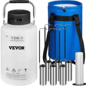 VEVOR 3L Liquid Nitrogen Container Cryogenic Container LN2 Tank Dewar with Straps 6pcs Canisters for Lab