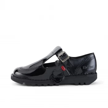 Kickers Womens Kick Lo Aztec Patent T-Bar Shoes - Black - 7