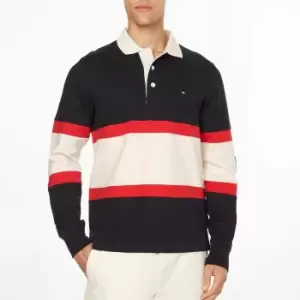 Tommy Hilfiger Mens Blockstripe Rugby Top - Desert Sky/Multi - L