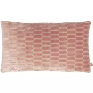 Rialta Embroidery Geometric Velvet Cushion Cover, Rose, 30 x 50 Cm - KAI