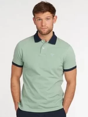 Barbour Barbour Lynton Contrast Collar Polo Shirt, Green, Size XL, Men