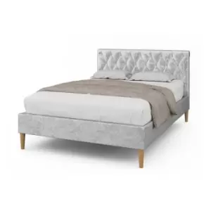 Crazy Price Beds Cosford Crushed Silver Velvet Scrolled King Bed