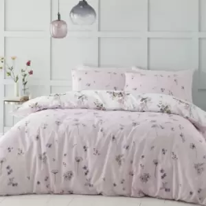 Songbird Double Duvet Cover Bedding Bet Set Pink Reversible - Pink - Catherine Lansfield