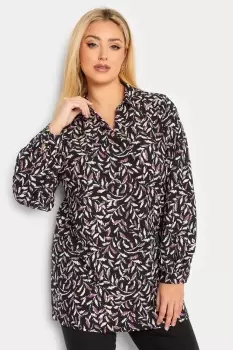 Leaf Print Collared Blouse