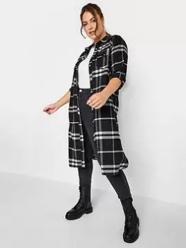 Yours Maxi Check Shirt Mono Check, Black, Size 30-32, Women