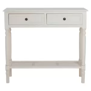 Premier Housewares Heritage Antique Design Two Drawer Console Table, white