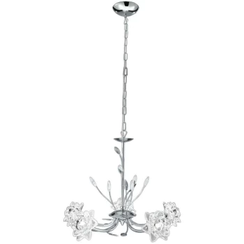 Searchlight Lighting - Searchlight Bellis - 5 Light Flower Design Multi Arm Ceiling Pendant Chrome, Glass Five, G9