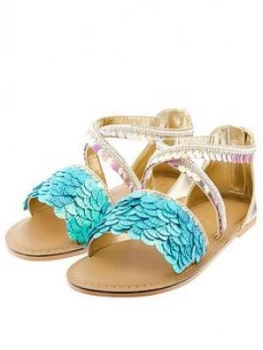 Monsoon Girls Nerissa Mermaid Sandal - Blue, Size 9 Younger