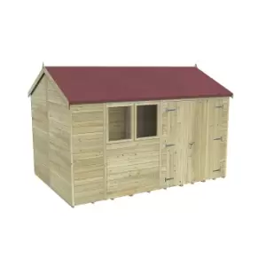 Forest Garden Timberdale 12X8 Reverse Apex Pressure Treated Tongue & Groove Solid Wood Shed With Floor - Assembly Service Included