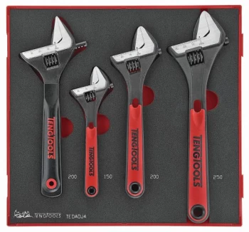 Teng Tools TEDADJ4 4 Piece EVA Adjustable Wrench Set