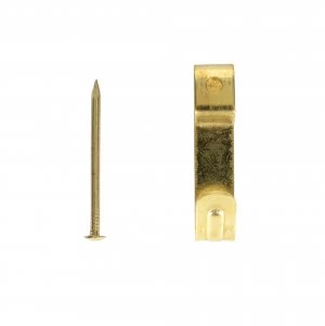 Wickes Single Picture Hook No. 1 - Brass 27 x 6mm Pack of 10