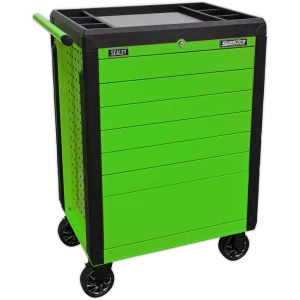 Sealey 7 Drawer Push To Open Hi Vis Tool Roller Cabinet Green