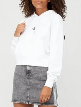 Calvin Klein Jeans Puff Print Cropped Hoodie - Bright White