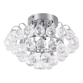 HOMCOM Crystal Ceiling Lamp Chandelier Hallway Flush Mount Pendant 3 Light Ф30cm Silver AOSOM UK