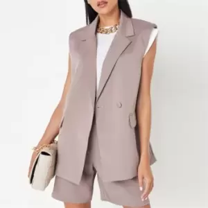 Missguided Sleeveless Double Breasted Blazer - Grey