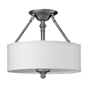 3 Light Semi Flush Ceiling Light Brushed Nickel, E27