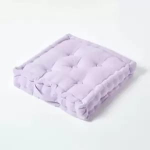 Cotton Mauve Floor Cushion, 50 x 50cm - Purple - Homescapes