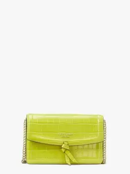 Kate Spade Knott Croc,Embossed Flap Crossbody, Granny Smith, One Size