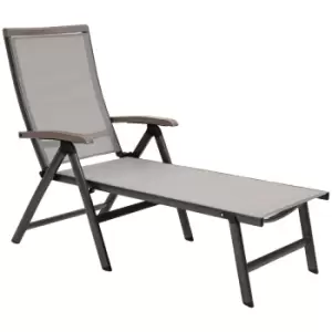 Outsunny Outdoor Folding Sun Lounger W/ Adjustable Backrest And Aluminium Brown